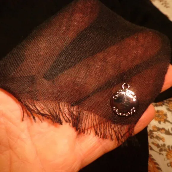 NWOT Calvin Klein Shawl Scarf Wrap Black Fringe - Picture 4 of 10